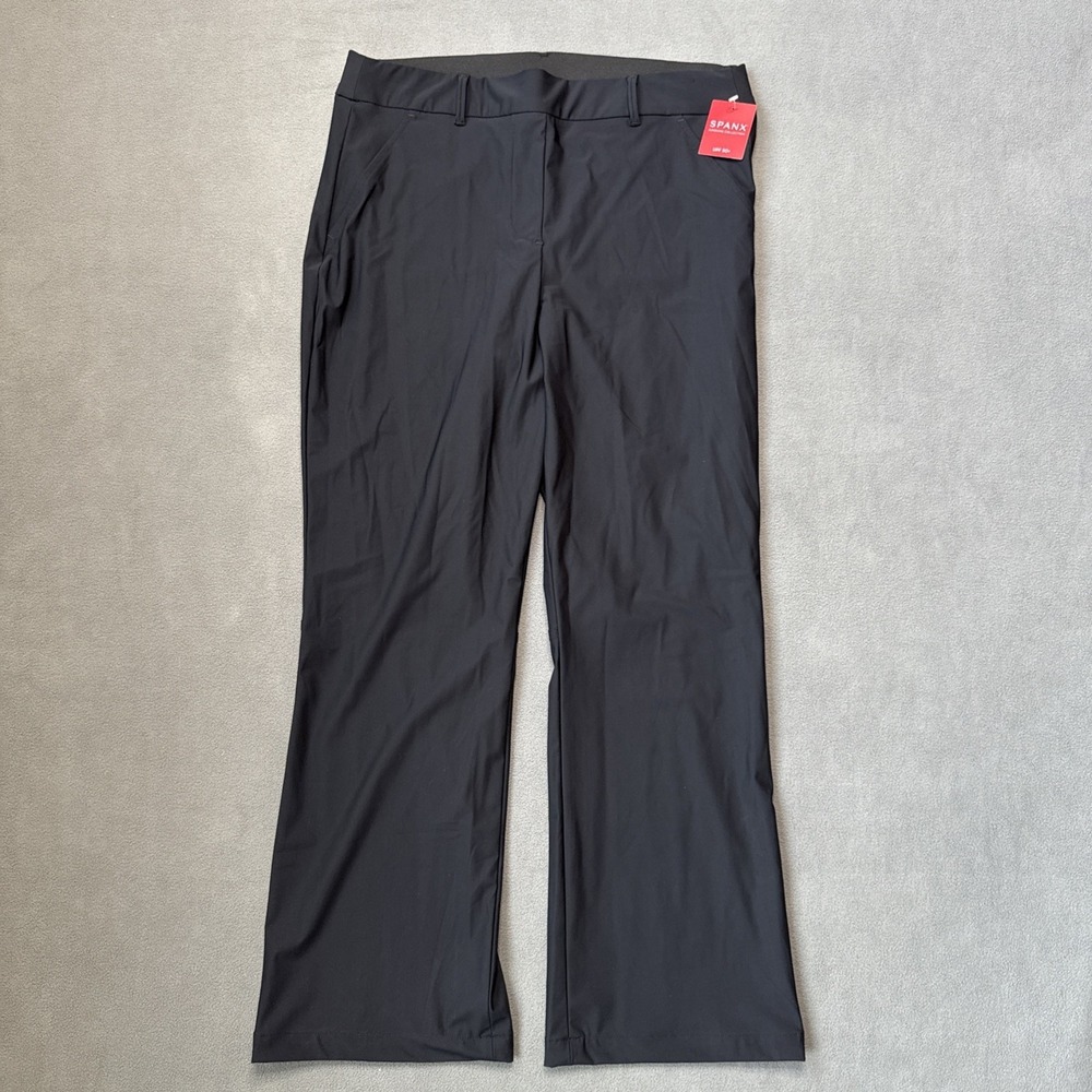 NWT‎ Spanx Sunshine Kick Flare Pants Womens Large Black Stretch Ankle Smoothing